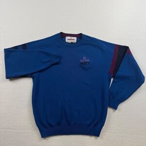 Obermeyer Molson Ski Wool Blend Striped Hurricane Sweater Vintage Blue Mens M